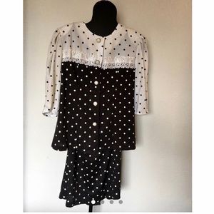 Vintage Polkadot Skirt Suit